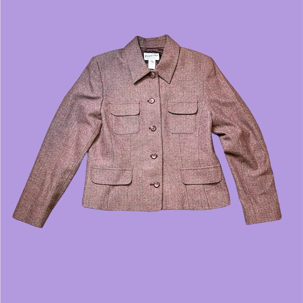Vintage Pendleton 100% Virgin Wool Tweed Button Up Blazer Vintage Retro Suit